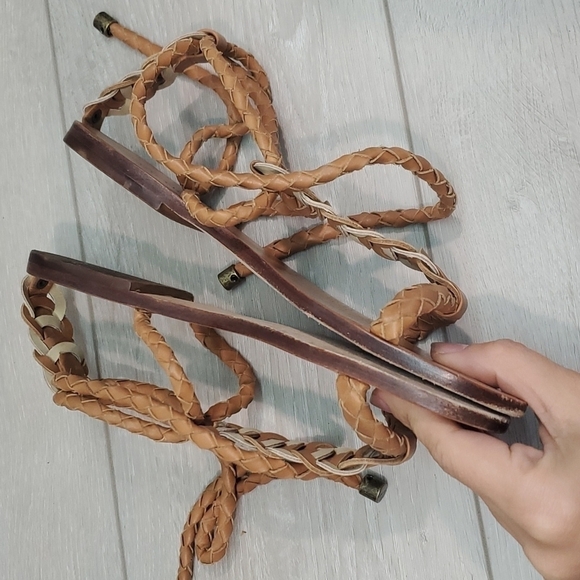 Zimmermann Womens Link Weave Tie Leather Gladiator Flats Sandals sz 36 US 5.5 - Picture 8 of 15